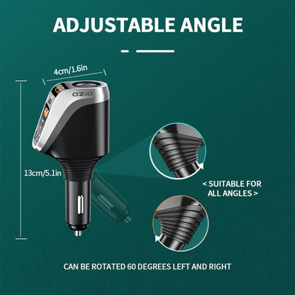 DY48TC 188W USB-C / Type-C + USB Dual Port Multi-function Car Charger with Cigarette Lighter