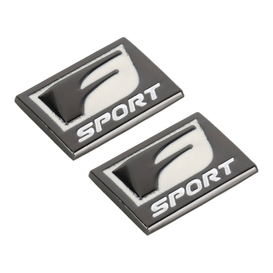 2 pegatinas decorativas personalizadas de aleación de aluminio para coche tipo D F-SPORT, tamaño: 3.8 x 2.8 x 0.4 cm.