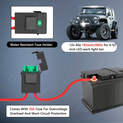 D0034 Off-road Vehicle 300W Round Waterproof Switch Light Wiring Harness, D0034