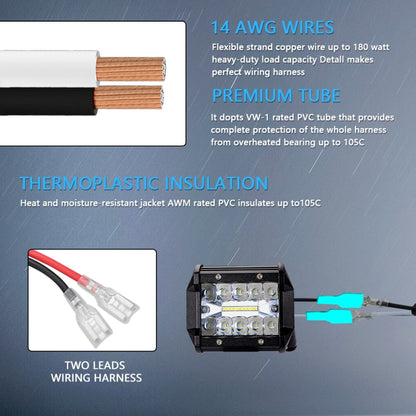 D0034 Off-road Vehicle 300W Round Waterproof Switch Light Wiring Harness, D0034