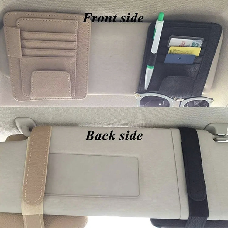 Multifunctional Car Litchi Pattern Glasses Holder Sun Visor Bill Holder, Glasses Holder