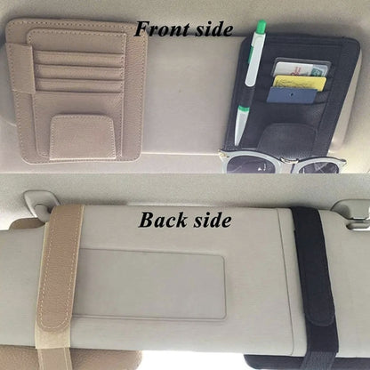 Multifunctional Car Litchi Pattern Glasses Holder Sun Visor Bill Holder, Glasses Holder