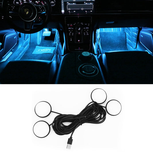Car 4 in 1 USB RGB Foot LED Atmosphere Light, Ice Blue Light, Pink Light, White Light