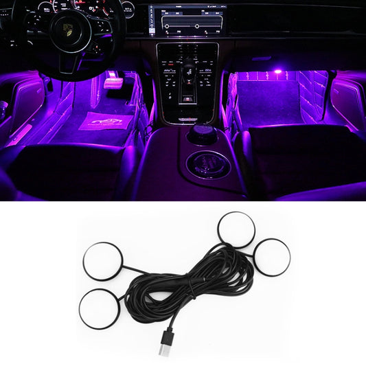 Lampe d'ambiance LED RGB USB 4 en 1 pour voiture, lumière bleu glacier, lumière rose et lumière blanche