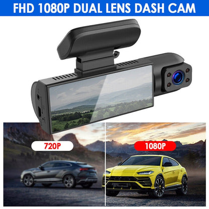 Enregistreur de conduite avant et intérieur à double objectif 1080P HD Vision nocturne de 3,16 pouces, Double objectif avant et intérieur