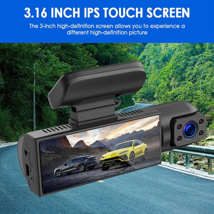 Enregistreur de conduite avant et intérieur à double objectif 1080P HD Vision nocturne de 3,16 pouces, Double objectif avant et intérieur