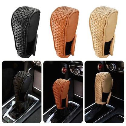Universal Car PU + Ice Silk Gear Shift Knob Protective Cover, PU + Ice Silk Cover