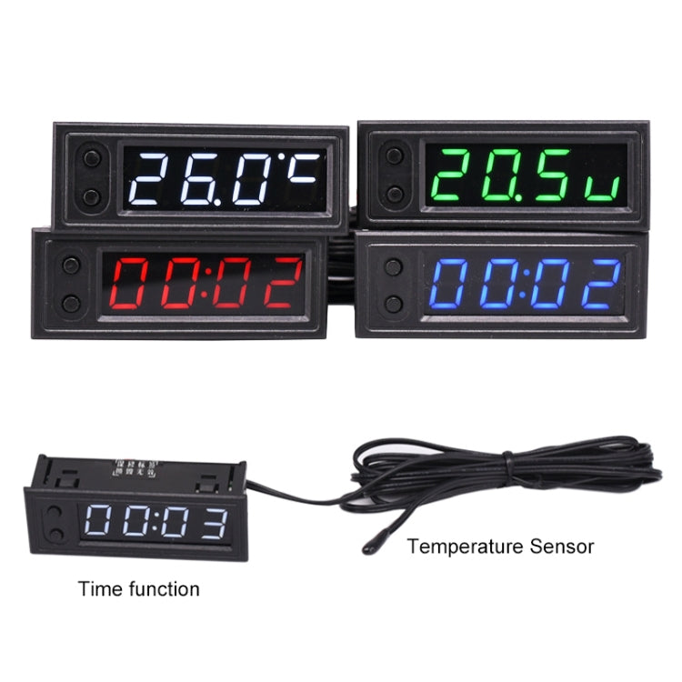 Horloge LED lumineuse électronique de haute précision + Thermomètre + Voltmètre de voiture 3 en 1 DC5-50V, Bleu 3 en 1 DC5-50V, Rouge 3 en 1 DC5-50V, 3 en 1 DC5-50V, Vert 3 en 1 DC5-50V