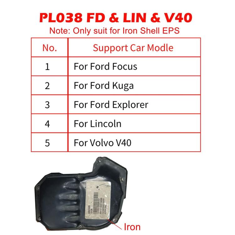 WOYO PL038 pour Ford Focus, Kuga, Explorer, Lincoln, Volvo V40, testeur de moteur de direction assistée électrique à coque en fer, PL038