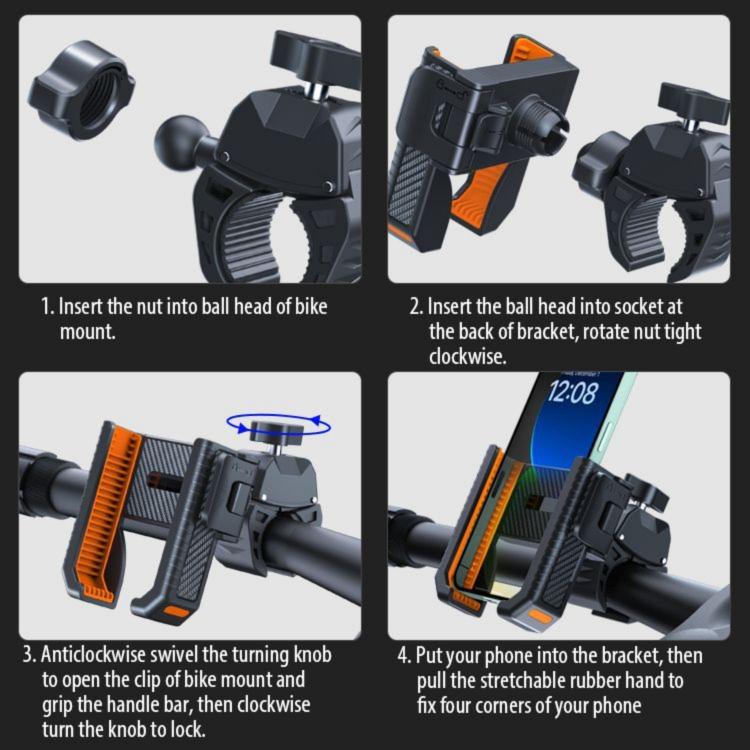 Support de téléphone antidérapant pour vélo/trottinette en fibre de carbone