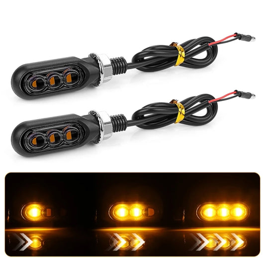 2 luces intermitentes mini de 12 V y 3 LED para motocicleta, 3 LED (negro), 3 LED (transparente), 3 LED (amarillo)
