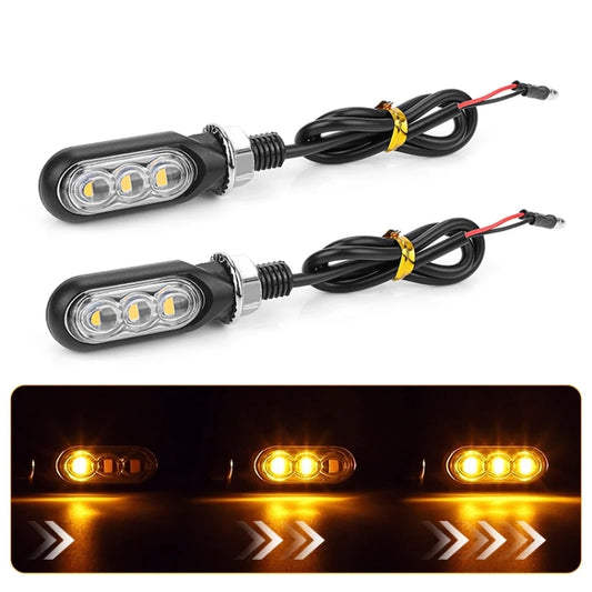 2 mini clignotants de moto à LED 12 V 3, 3 LED (jaunes), 3 LED (noires), 3 LED (transparentes)