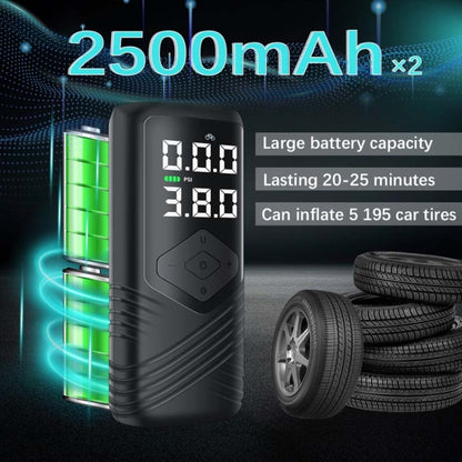 Pompe à air électrique sans fil portable pour voiture, avec affichage numérique multifonction, sans fil
