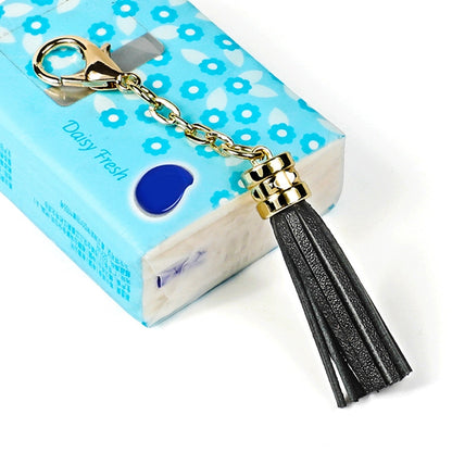 LS01 Porte-clés en alliage de zinc avec pompon, pendentif de sac de voiture