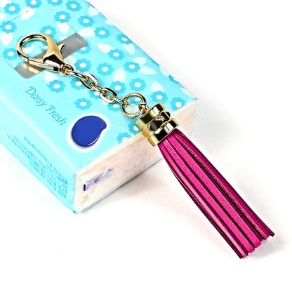 LS01 Porte-clés en alliage de zinc avec pompon, pendentif de sac de voiture