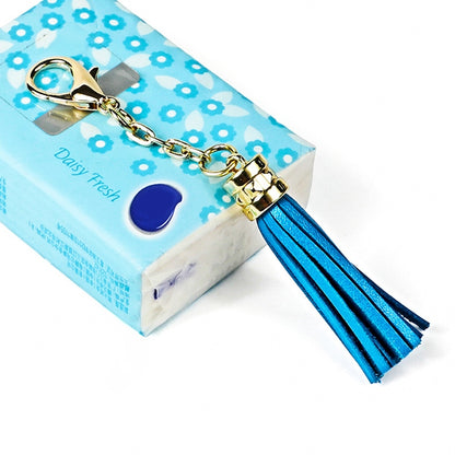 LS01 Porte-clés en alliage de zinc avec pompon, pendentif de sac de voiture