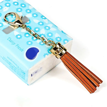 LS01 Porte-clés en alliage de zinc avec pompon, pendentif de sac de voiture
