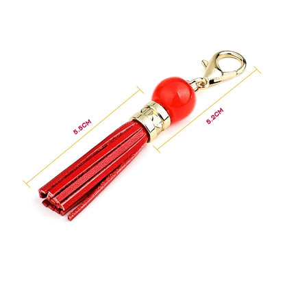 LS02 Porte-clés pompon en cuir de vachette à suspendre pour voiture ou sac