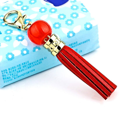 LS02 Porte-clés pompon en cuir de vachette à suspendre pour voiture ou sac