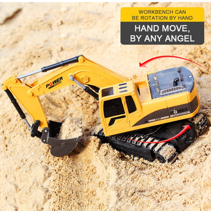 258-1 Excavatrice télécommandée métallique d'ingénierie 6 canaux 2,4 G 1/24RC, Voiture RC rechargeable, Métal