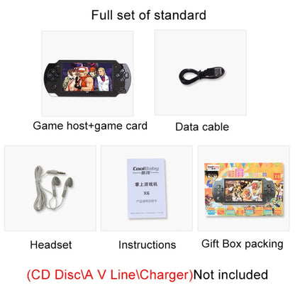 X6 4.3 inch Screen Retro Portable Game Console with 3MP Camera, Built-in 10000 Games, Supports E-book / Recording / Music Playing / Video Playing, X6