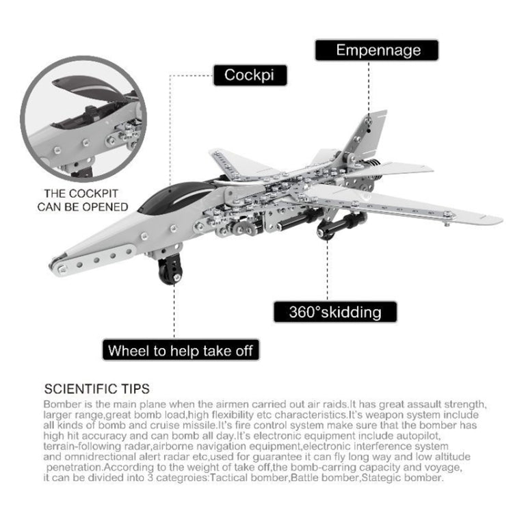 MoFun SW-022 DIY Stainless Steel Bombing Plane Assembling Blocks, SW-022 Bombing Plane