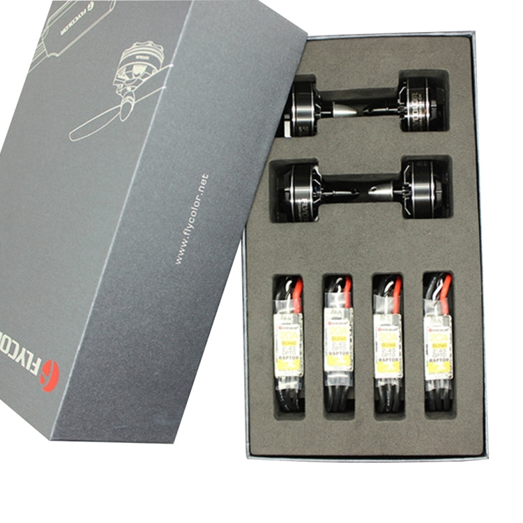 Flycolor Raptor Series Power Set, Includes 4 PCS 20A Speed Controllers + 4 PCS 2300KV Motors + 4 PCS 5045 Propellers, 2300KV