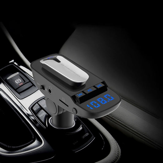 Kit de voiture mains libres 2-en-1 ER9, casque Bluetooth sans fil, chargeur double USB, émetteur FM, lecteur de musique MP3, ER9