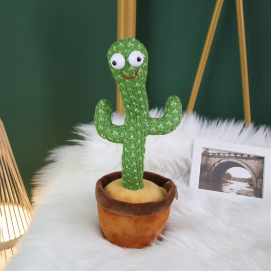 Electric Dancing Cactus Singing Holiday Gift Doll for Children with 120 English Songs, Built-in Battery
