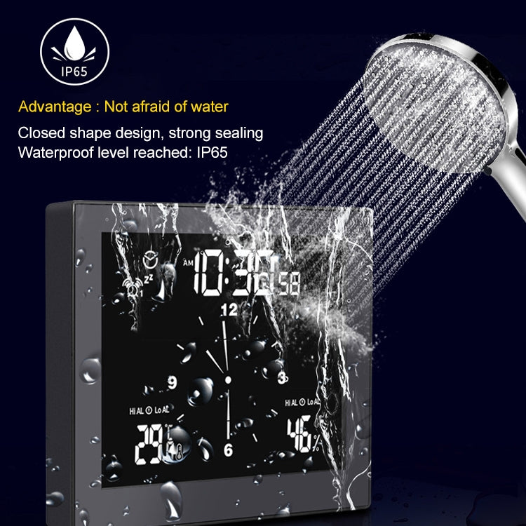 TS-WP10-W Waterproof Bathroom Wall Clock Timer Household Thermometer Hygrometer, TS-WP10-W, TS-WP10-B
