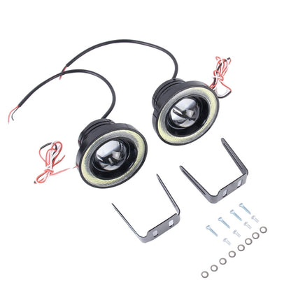 3.5 inch DC 12V 10W 900LM 7000K Car Angel Eyes Fog Lamp Foglight(White Light + White Light), 3.5 inch