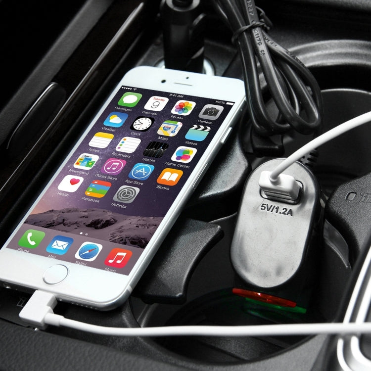 Olesson Chargeur de voiture USB 1,2 A pour allume-cigare avec lumière LED colorée, design épuré, 1631