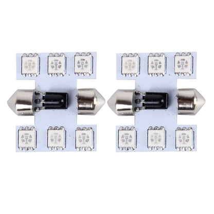 2 PCS Colorful 31MM Bicuspid Remote Control Car Dome Lamp LED Reading Light with 6 LED Lights, 31MM  6 LED Lights