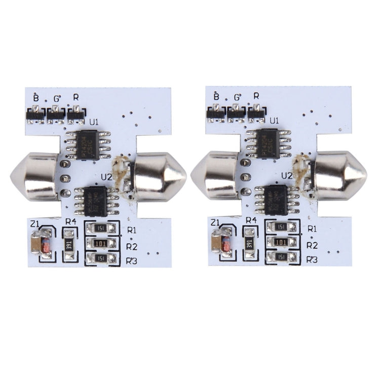 2 PCS Colorful 31MM Bicuspid Remote Control Car Dome Lamp LED Reading Light with 6 LED Lights, 31MM  6 LED Lights