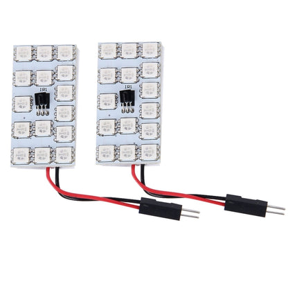 2 PCS Colorful 41MM T10 + Bicuspid Port Remote Control Car Dome Lamp LED Reading Light with 15 LED Lights, 41MM 15 LED Lights