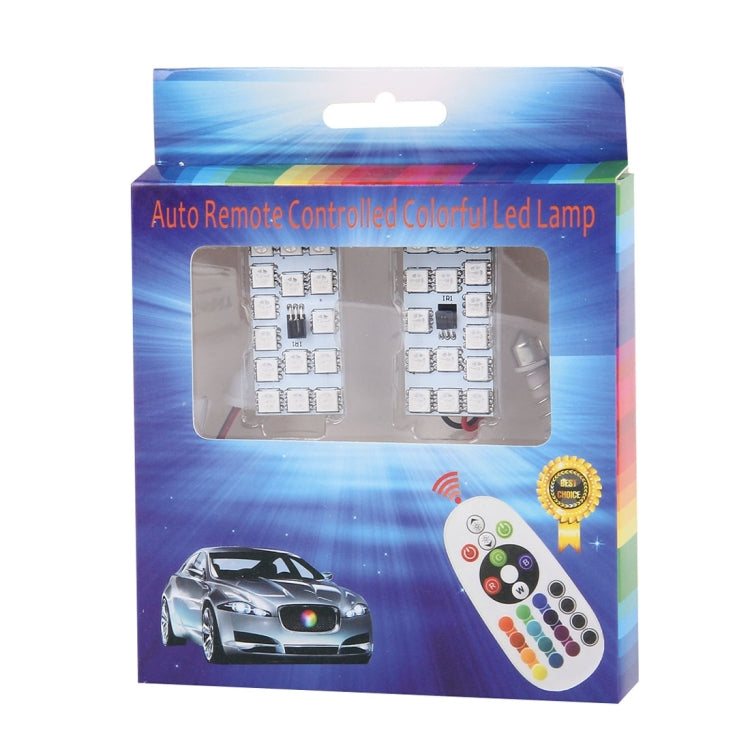 2 PCS Colorful 41MM T10 + Bicuspid Port Remote Control Car Dome Lamp LED Reading Light with 15 LED Lights, 41MM 15 LED Lights