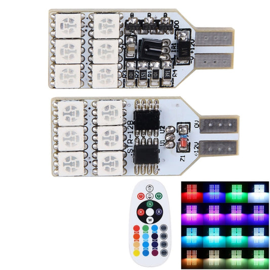 2 PCS Colorful 39MM T10 Port Remote Control Car Dome Lamp LED Reading Light with 12 LED Lights, 39MM 12 LED Lights