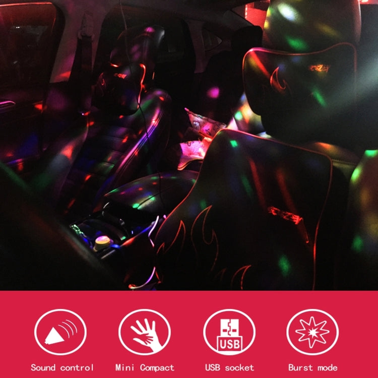 5V 6W Colorful Car Decoration DJ Light Sound Activated Strobe Effect Atmosphere Light Star Music Light Lamp with 6 RGB LED Lights, Cable Length:4m, Sound Activated Atmosphere Light