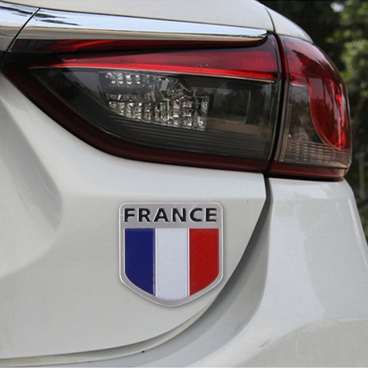 Autocollant décoratif en métal en forme de bouclier pour voiture, Taille : Petit, Drapeau français, Drapeau italien 2