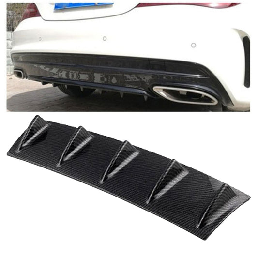 Universal Car Rear Bumper Lip Diffuser 5 Shark Fin Style Carbon Fiber  ABS, Size: 58.4 x 53.3 x 15.2cm, 60.0x18.0x5.0cm Carbon Fiber