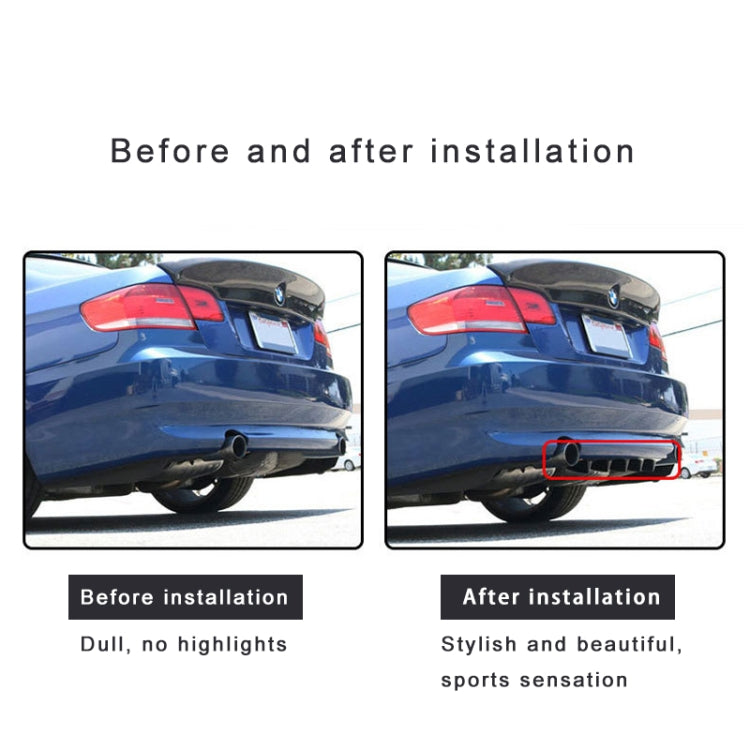 Universal Car Rear Bumper Lip Diffuser 5 Shark Fin Style Carbon Fiber  ABS, Size: 58.4 x 53.3 x 15.2cm, 60.0x18.0x5.0cm Carbon Fiber