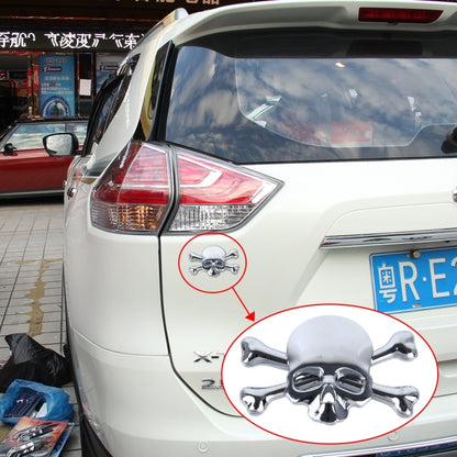 Skull And Cross Bone Shape Shining Metal Car Universal Sticker, Cross Bone