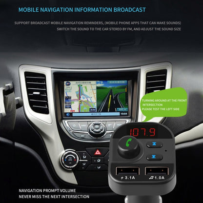 805E Kit mains libres Bluetooth transmetteur FM voiture avec double chargeur USB, lecteur de musique MP3, supporte les appels mains libres et la lecture de musique sur carte TF / disque U, 805E