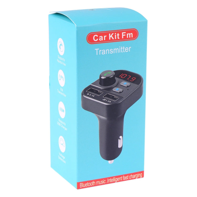 805E Kit mains libres Bluetooth transmetteur FM voiture avec double chargeur USB, lecteur de musique MP3, supporte les appels mains libres et la lecture de musique sur carte TF / disque U, 805E