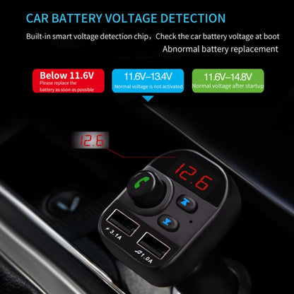 805E Kit mains libres Bluetooth transmetteur FM voiture avec double chargeur USB, lecteur de musique MP3, supporte les appels mains libres et la lecture de musique sur carte TF / disque U, 805E