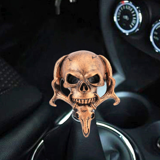 Universal Vehicle Car Creative Skull Double Heads Shaped Shifter Cover Manual Automatic Gear Shift Knob, Double Heads Shaped (Bronze), Double Heads Shaped (Beige), Double Heads Shaped (Silver)