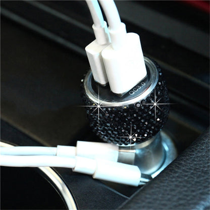 Car Diamond Aluminium Alloy QC3.0 Dual USB Quick Charger, QC3.0