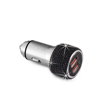 Car Diamond Aluminium Alloy QC3.0 Dual USB Quick Charger, QC3.0