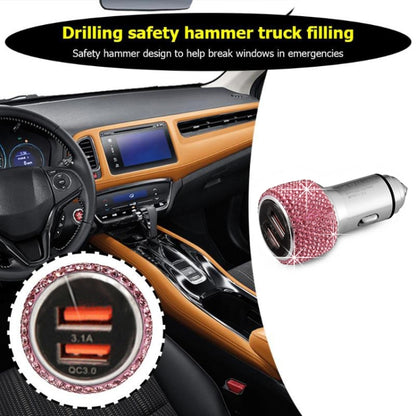 Car Diamond Aluminium Alloy QC3.0 Dual USB Quick Charger, QC3.0