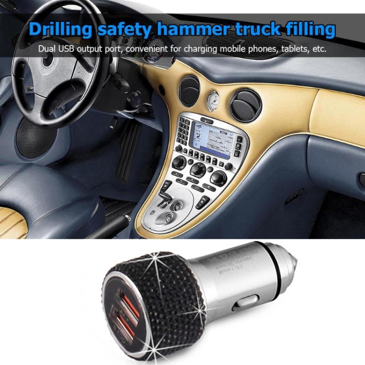 Car Diamond Aluminium Alloy QC3.0 Dual USB Quick Charger, QC3.0